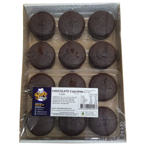 Undecorated Chocolate cupcakes - 12 pack