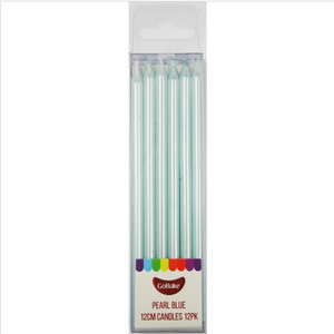 Tall Pastel Blue Cake Candles 12cm (Pack of 12)