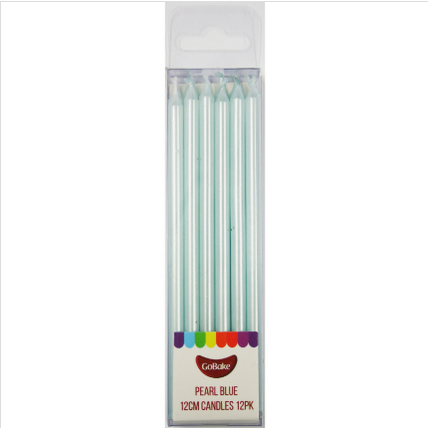 Tall Pastel Blue Cake Candles 12cm (Pack of 12)