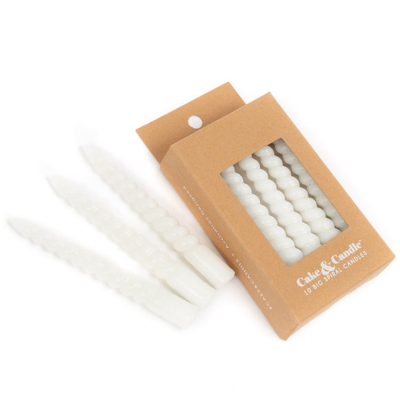 White Large Spiral Candles 10cm (Pack of 10)