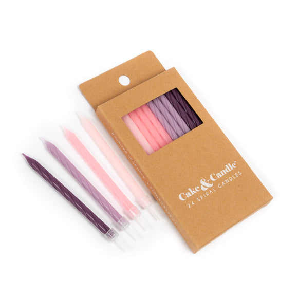 Pink to Purple Spiral Candles 8cm (Pack of 24)