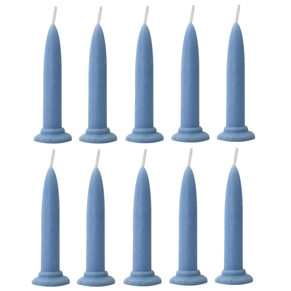 Light Blue Bullet Candles - set of 10