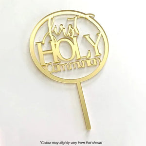 FIRST HOLY COMMUNION Gold Mirror Acrylic Cake Topper