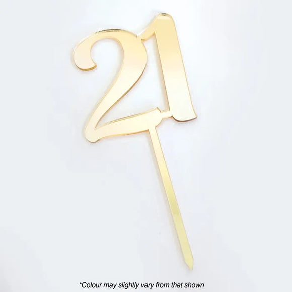 Number 21 Gold Mirror Acrylic Cake Topper