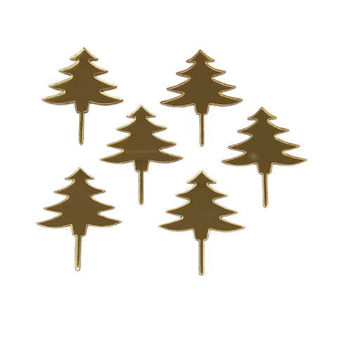 Gold Christmas Tree cupcake pick (6 pack)