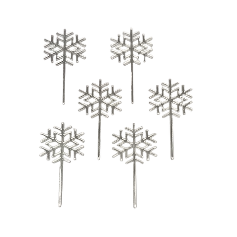 Silver Snowflake cupcake pick (6 pack)