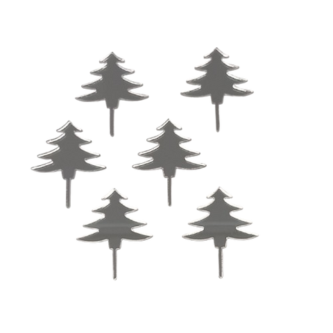 Silver Christmas Tree cupcake pick (6 pack)