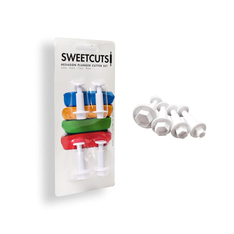 SweetCuts Hexagon Fondant Plunger Cutter Set of 4