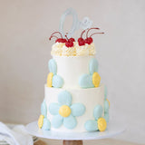 Silver & Light Blue layered acrylic Cake Topper - ONE