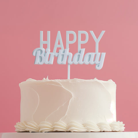 Happy Birthday Cake Topper - Bubble Gum Blue