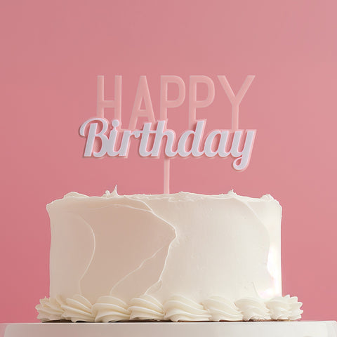 Happy Birthday Cake Topper - Strawberry Pink