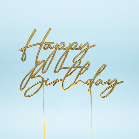 GOLD Metal Cake Topper - HAPPY BIRTHDAY script