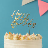GOLD Metal Cake Topper - HAPPY BIRTHDAY script