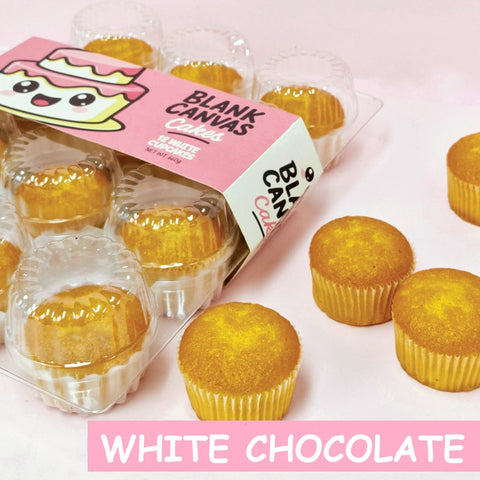 Blank Canvas Undecorated White Chocolate Cupcakes - 12 pack