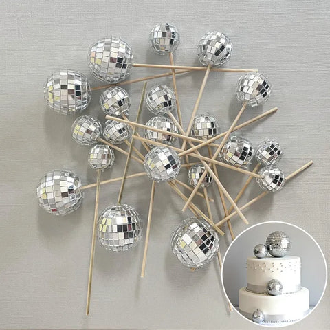 Disco Ball Cake Toppers (20 pack)