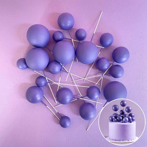 Coloured Ball Cake Toppers - Matt Dark Purple (20 pack)