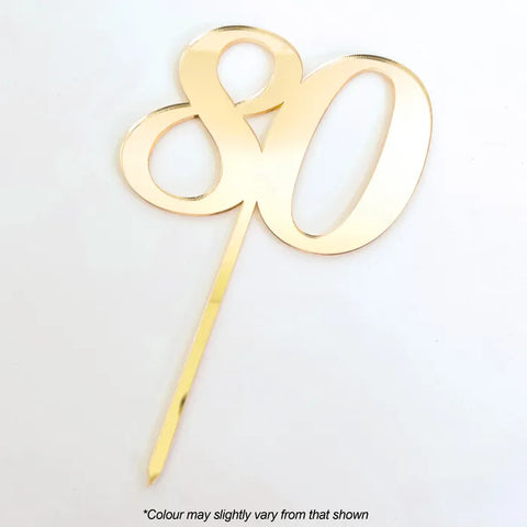 Number 80 Gold Mirror Acrylic Cake Topper