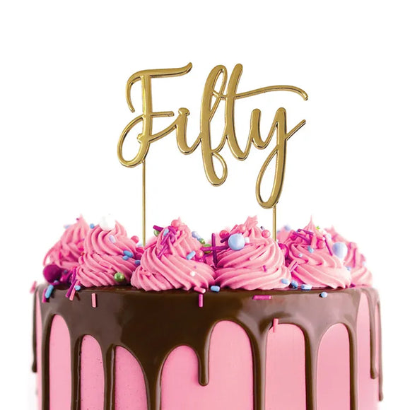 GOLD Metal Cake Topper - Fifty