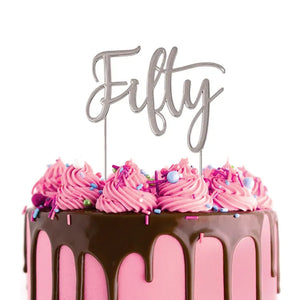 SILVER Metal Cake Topper - Fifty