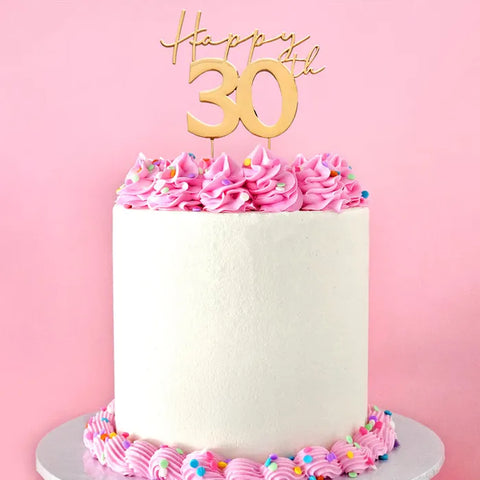 GOLD Metal Cake Topper - Happy 30th