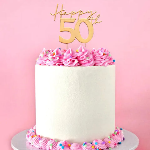 GOLD Metal Cake Topper - Happy 50th