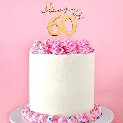 GOLD Metal Cake Topper - Happy 60th