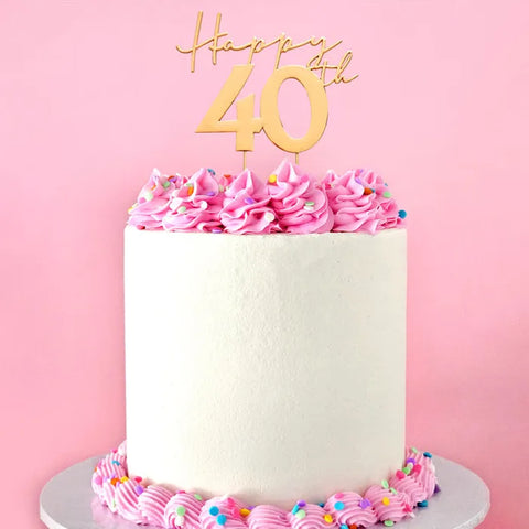 GOLD Metal Cake Topper - Happy 40th