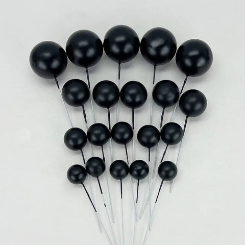 Coloured Ball Cake Toppers - Matt Black (20 pack)