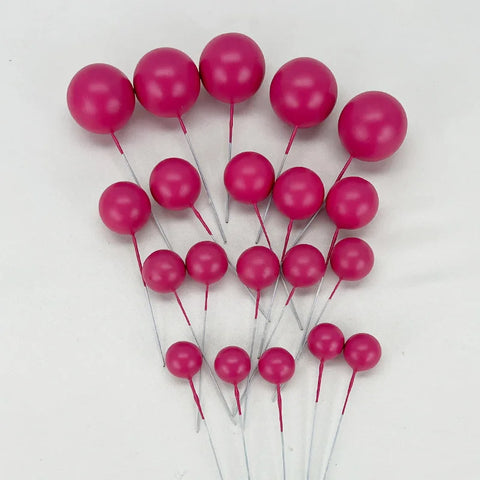 Coloured Ball Cake Toppers - Matt Dark Pink (20 pack)