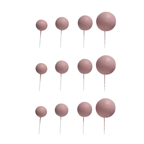 Coloured Ball Cake Toppers - Deep Blush (12 pack)