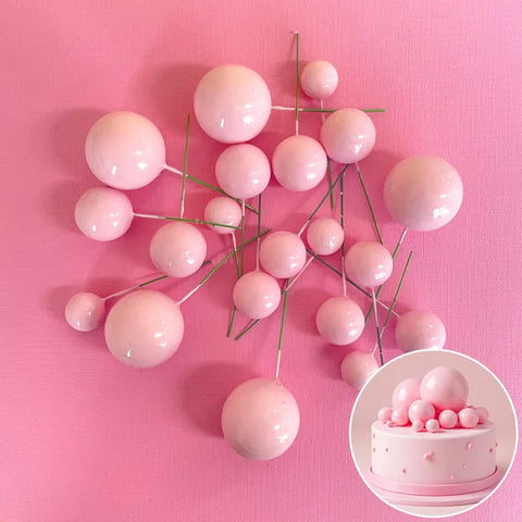 Coloured Ball Cake Toppers - Shiny Light Pink (20 pack)
