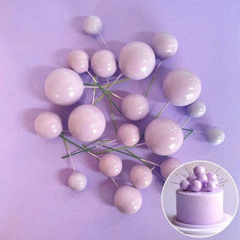 Coloured Ball Cake Toppers - Shiny Lilac (20 pack)