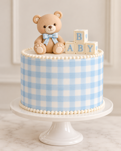 Light Blue Gingham edible image sheet