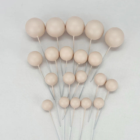Coloured Ball Cake Toppers - Matt Beige (20 pack)