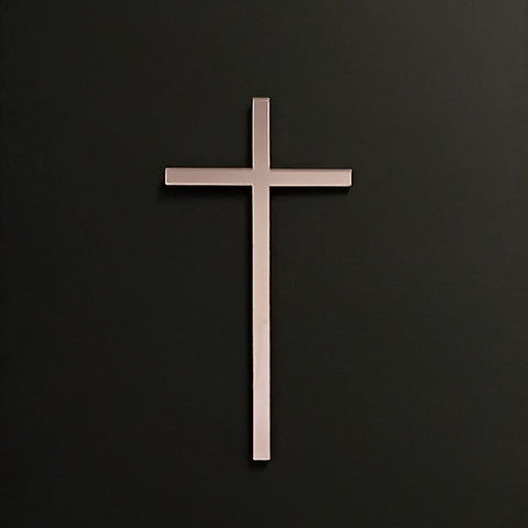 Acrylic Mirror Rose Gold Thin Cross 10cm