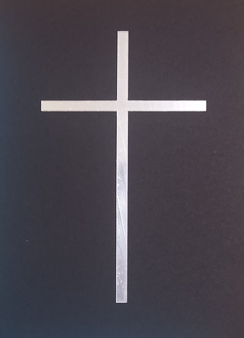 Acrylic Mirror Silver Thin Cross 15cm