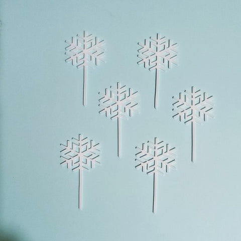 White Snowflake cupcake pick (6 pack)