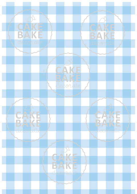 Light Blue Gingham edible image sheet