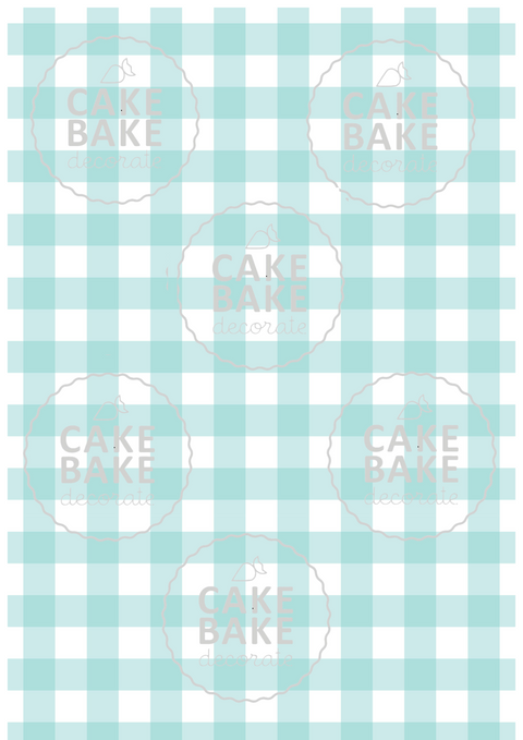 Teal Gingham edible image sheet