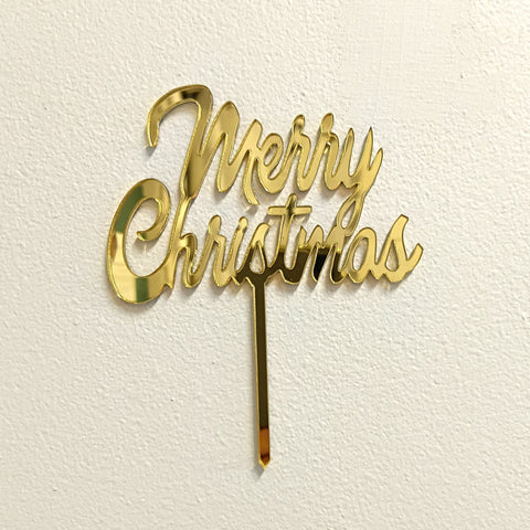 Gold Merry Christmas cake topper