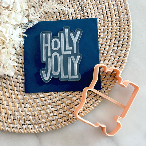 Little Biskut Holly Jolly debosser & cutter set