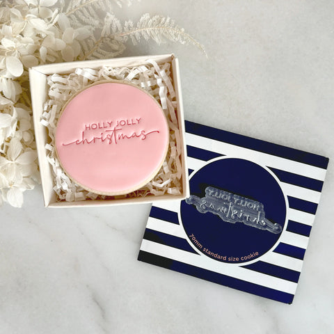 Little Biskut HOLLY JOLLY CHRISTMAS Tiny Text Stamp Embosser