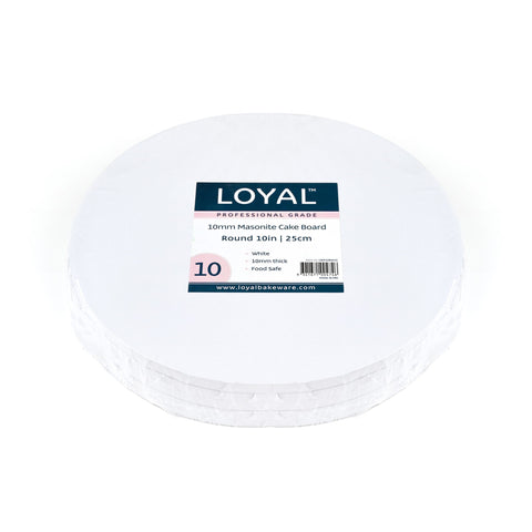 Loyal 10mm White Round Masonite Cake Drum Board 25cm / 10 inch