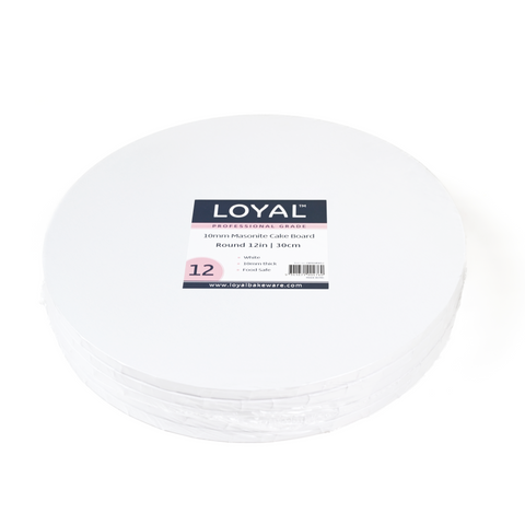 Loyal 10mm White Round Masonite Cake Drum Board 30cm / 12 inch