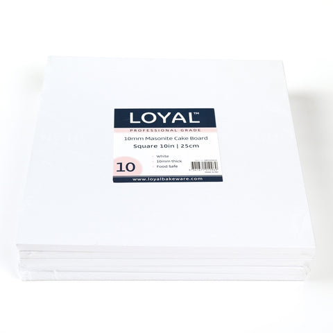 Loyal 10mm White Square Masonite Cake Drum Board 25cm / 10 inch