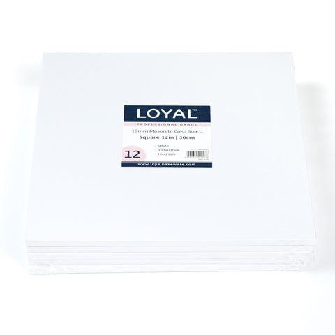 Loyal 10mm White Square Masonite Cake Drum Board 30cm / 12 inch