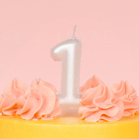 Loyal White Balloon Number Candle