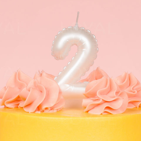 Loyal White Balloon Number Candle