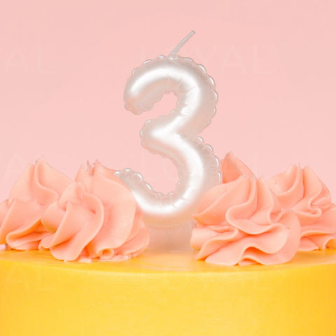 Loyal White Balloon Number Candle