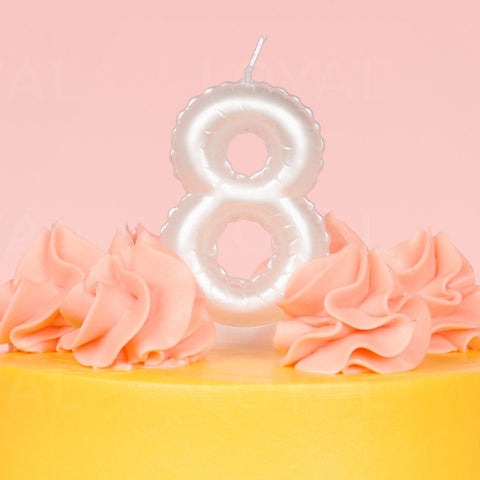 Loyal White Balloon Number Candle